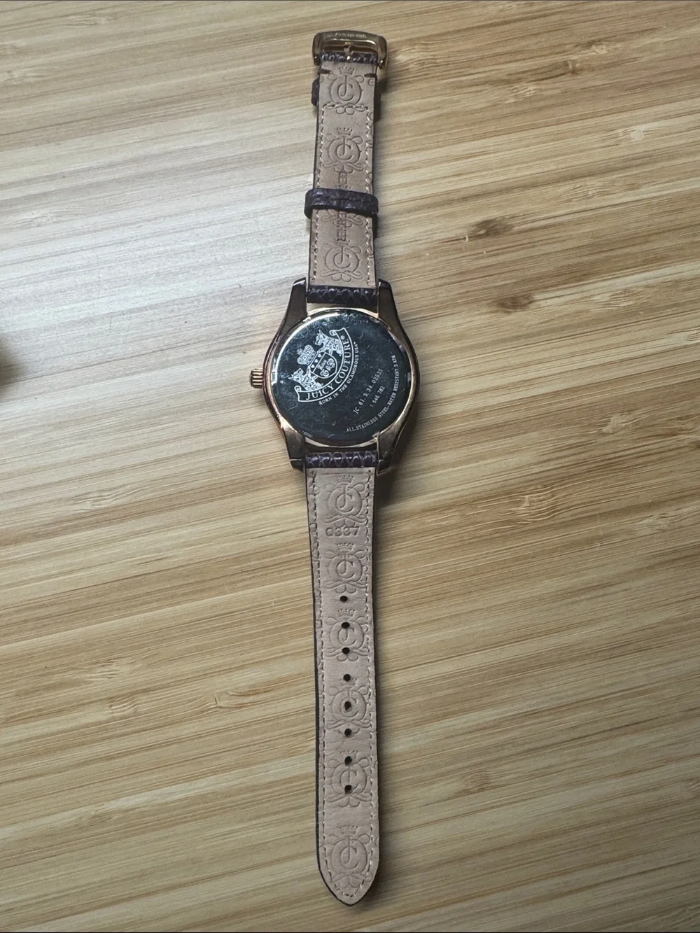 Juicy Couture Rose Gold Dial Watch with Brown Textured Strap